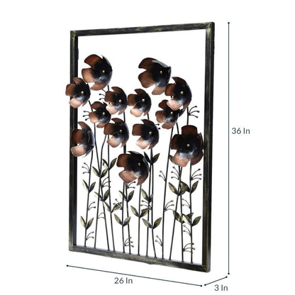 Metal Flowers Wall Art Frame for Home, Office Wall