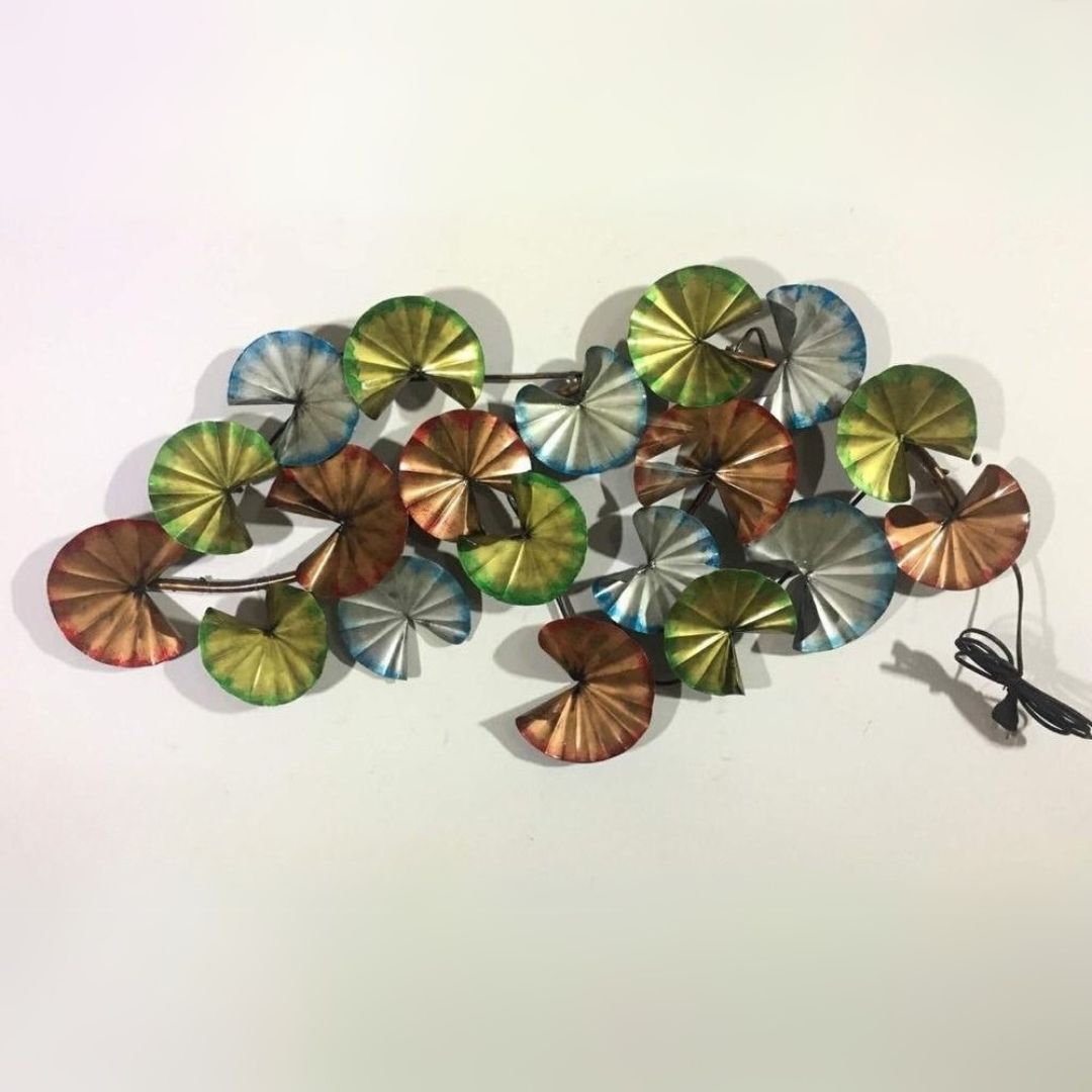Metallic Wall Art with Vibrant Fan Design for Home Decor