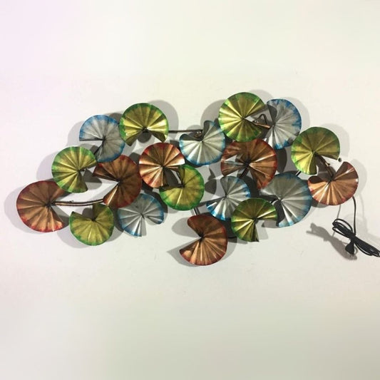 Metallic Wall Art with Vibrant Fan Design for Home Decor