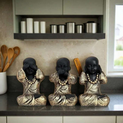 Handcrafted Set of 3 Baby Monk Figurines