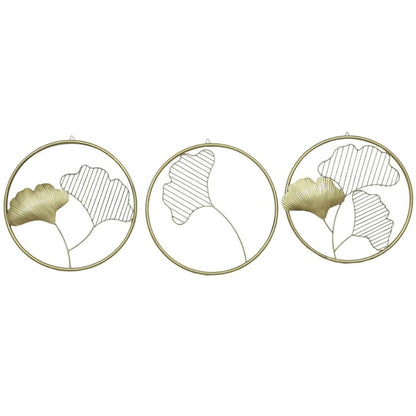 Modern Gold Ginkgo Wall Art  Circle Set for Trendy Decor