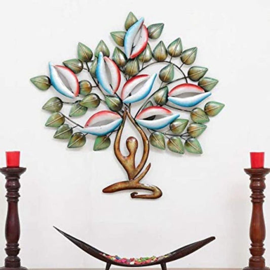 Multicolor LED Yoga Tree Metal Wall Art for Home Decor