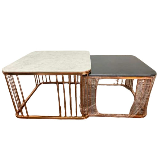 Nesting Centre Table with Marble Top & Gold Finish