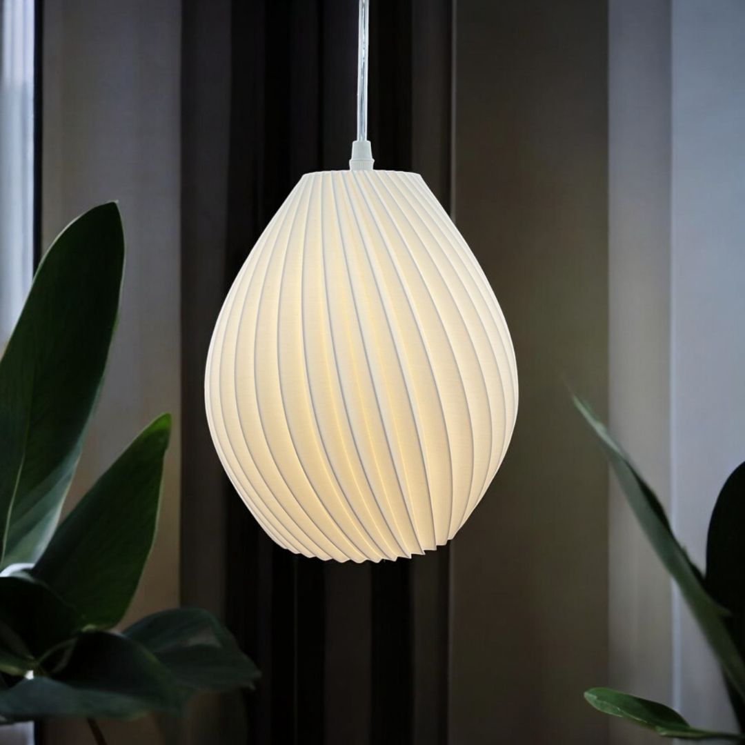 Oval Glow Pendant White Lamp  Elegant Hanging Light for Home