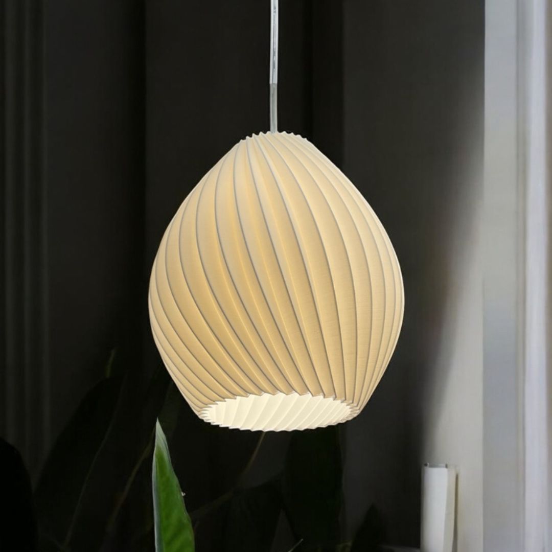 Oval Glow Pendant White Lamp  Elegant Hanging Light for Home