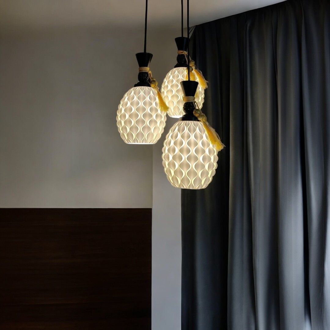 Pine Set of 3 Hanging Lamps  Perfect for Kitchen & Dining