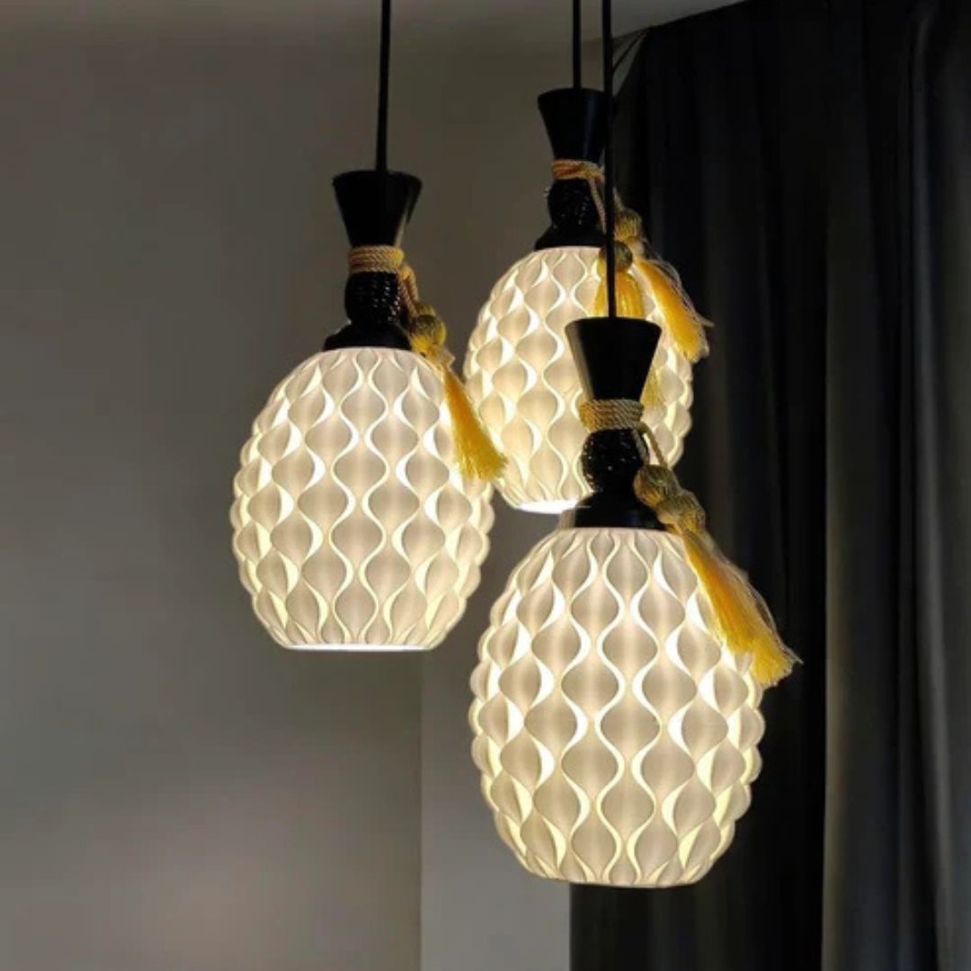 Pine Set of 3 Hanging Lamps  Perfect for Kitchen & Dining