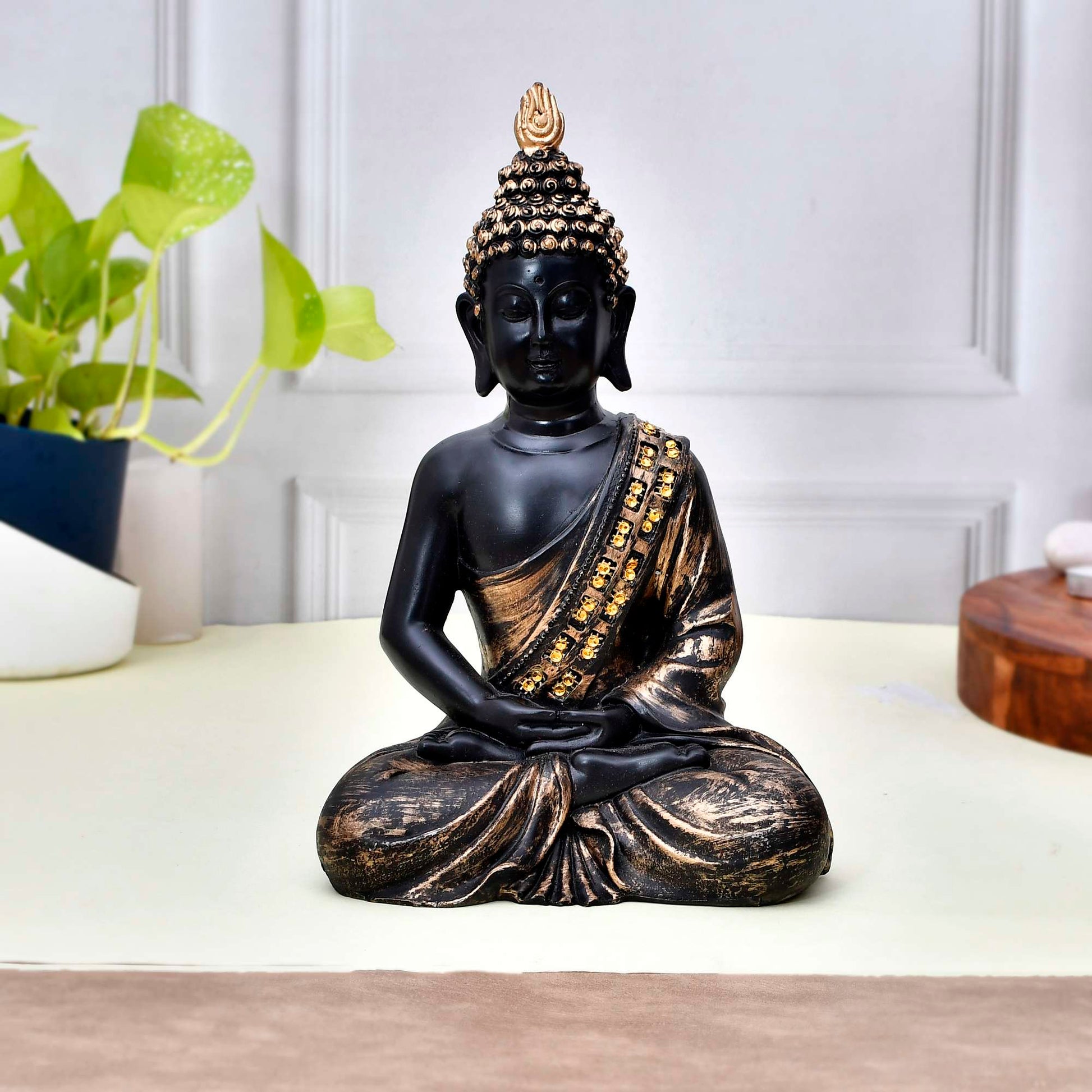 Polyresin Meditating Lord Buddha Figurine | Multicolor Showpiece