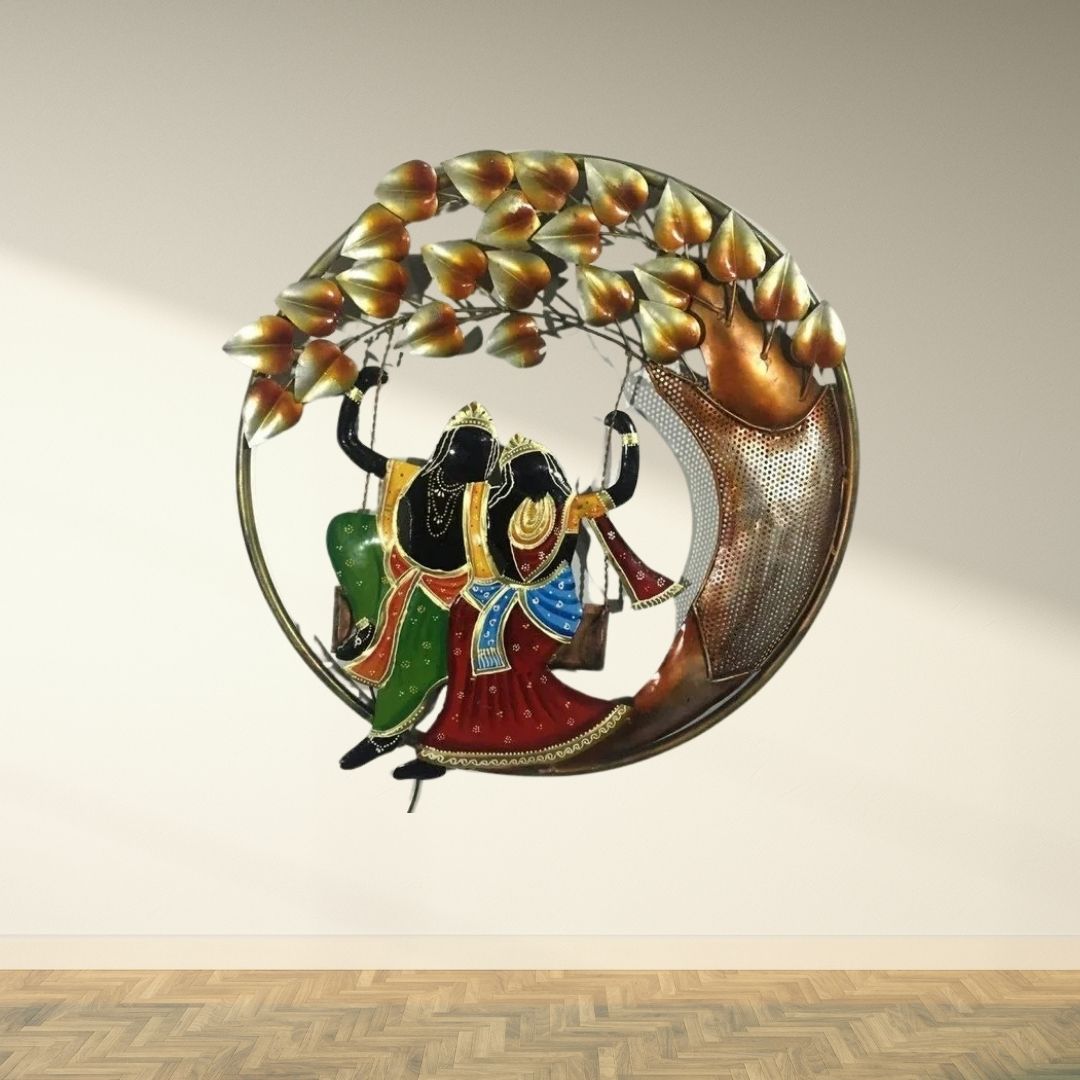 Radha Krishna Swing Wall Art  Decorative Metal Frame
