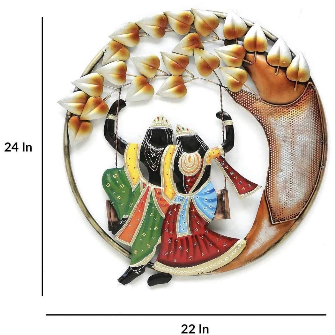 Radha Krishna Swing Wall Art  Decorative Metal Frame