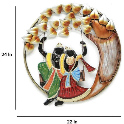 Radha Krishna Swing Wall Art  Decorative Metal Frame