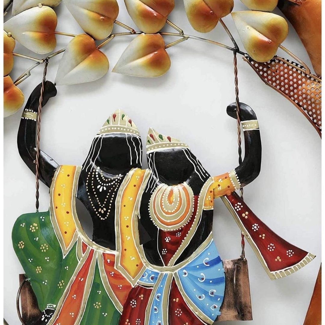 Radha Krishna Swing Wall Art  Decorative Metal Frame
