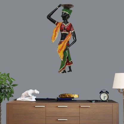 Rajasthani Tribal Lady Wall Hanging  Traditional Metal Art