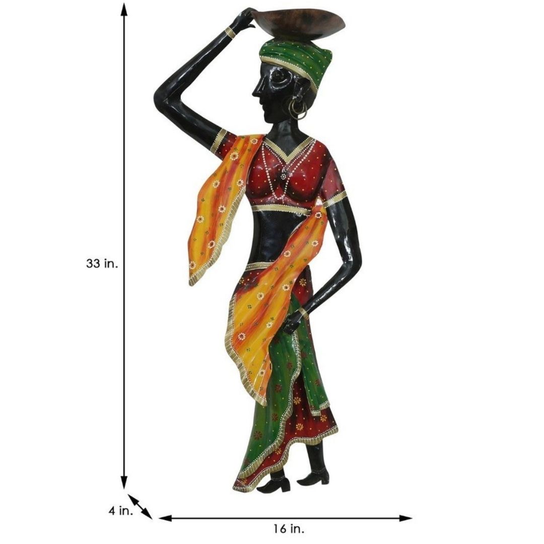 Rajasthani Tribal Lady Wall Hanging  Traditional Metal Art