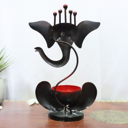 Red Iron Ganesha Decor  Perfect for Gift & Office Use
