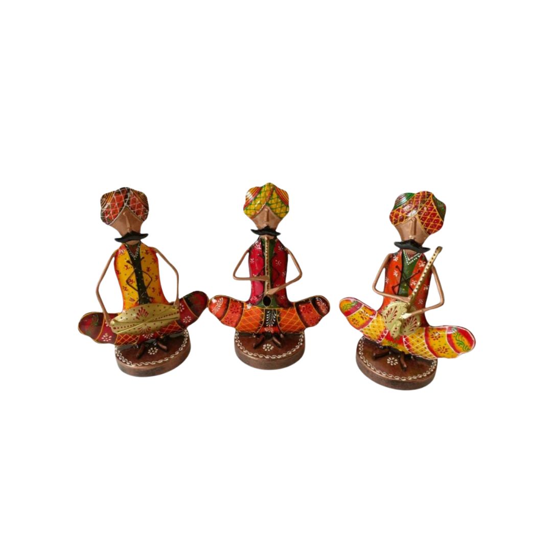 Set of 3 Iron Sitting Men  Mini Decor for Gift & Office