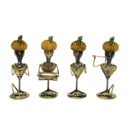 Set of 4 Iron Krishna Idols  Mini Gift & Office Decor