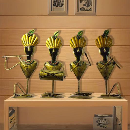 Set of 4 Iron Krishna Idols  Mini Gift & Office Decor