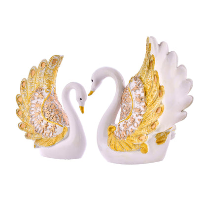 Elegant Swan Pair Feather Design Showpiece | Home Decor