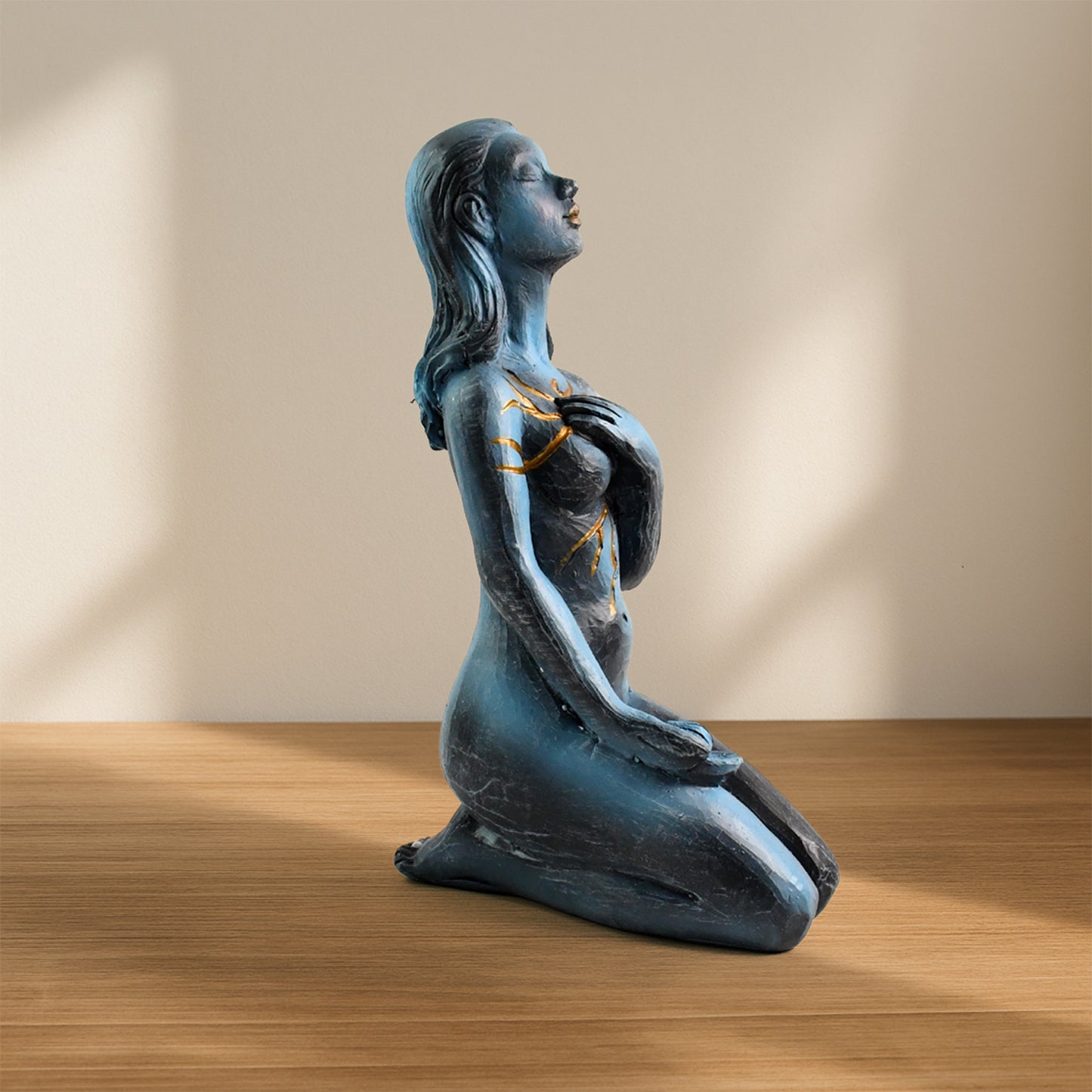 Blue Resin Girl Sculpture
