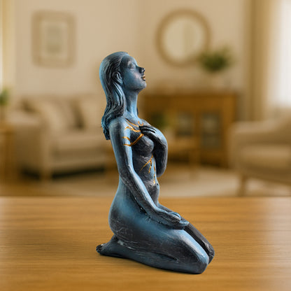 Blue Resin Girl Sculpture