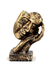 Handcrafted Resin Human Face Figurine with Hand-on-Face Design